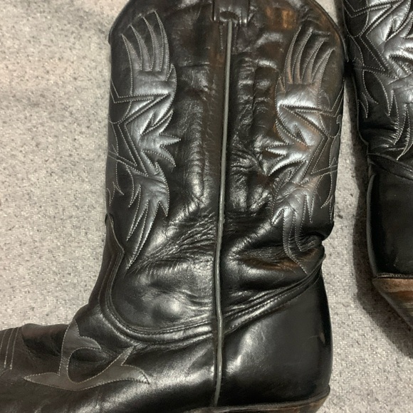 Boulet Cowboy Western Boots Men's Size 10 1/2  2E Black Eagle Leather Canada - Picture 6 of 16